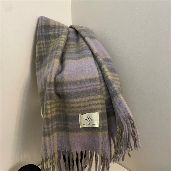 Oversized Plaid Scarf with Tassel Fringe - Soft Warm Winter Wrap Blanket Shawl for Women