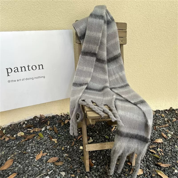 Oversized Striped Scarf with Tassel Fringe - Soft Warm Winter Wrap Blanket Shawl for Women