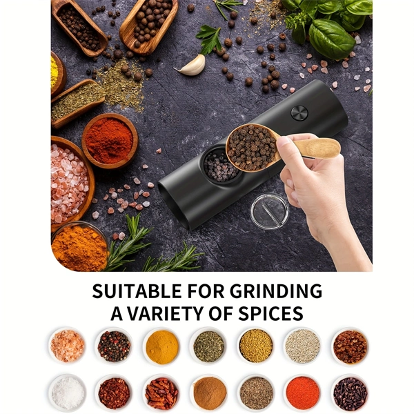 Electric Salt and Pepper Grinder Set – Battery Operated Mills with Adjustable Coarseness, LED Light & One-Touch Operation, Includes Base