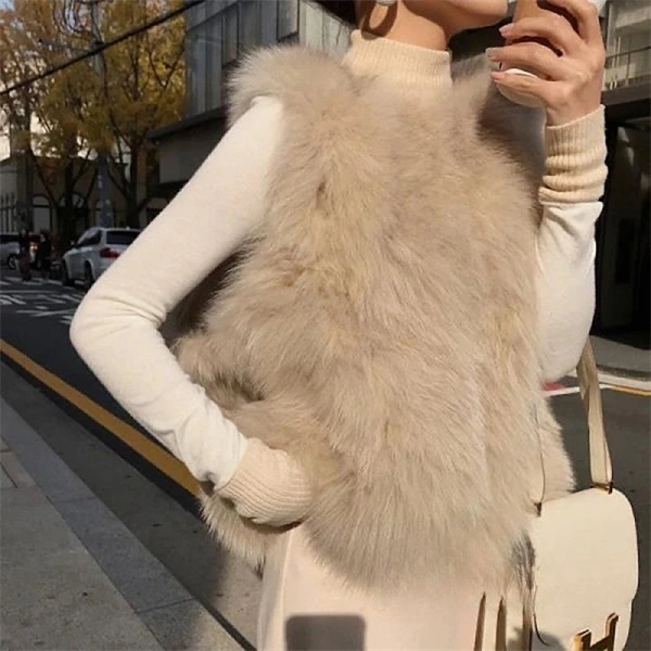 Female Faux Fur Vest – Sleeveless Short Waistcoat, Vintage Autumn & Winter Outerwear