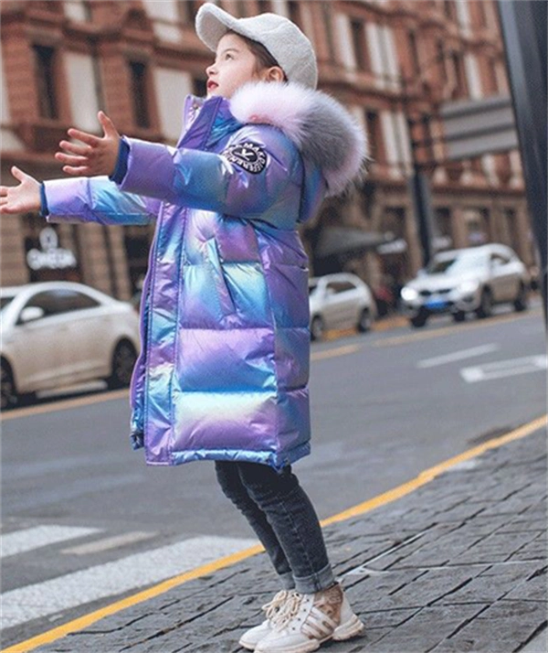 Girls' Cozy Winter Puffer Coat with 3D Letter Design - Long Sleeve Jacket Ages 4-13