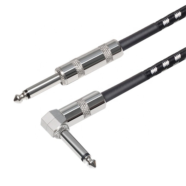 Guitar Instrument Cable 1/4 Inch Straight to Right Angle 6.35mm Electric Guitar Cable Cord for Bass Keyboard Effector