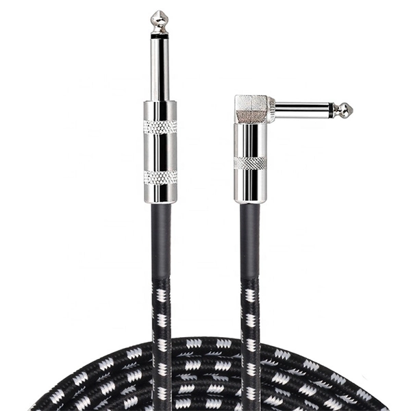 Guitar Instrument Cable 1/4 Inch Straight to Right Angle 6.35mm Electric Guitar Cable Cord for Bass Keyboard Effector