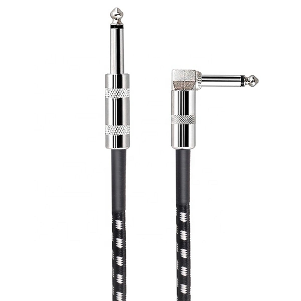 Guitar Instrument Cable 1/4 Inch Straight to Right Angle 6.35mm Electric Guitar Cable Cord for Bass Keyboard Effector