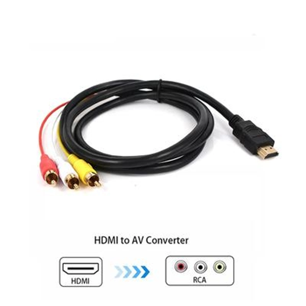 HDMI to 3RCA AV Converter Cable – HDMI to Composite Video & Audio Adapter