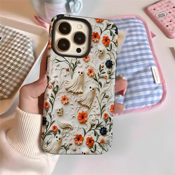 Halloween Skull Ghost Hard Phone Case for iPhone 17 / 16 / 15