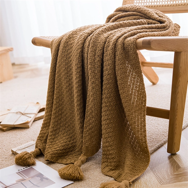 Handwoven Throw Blanket with Tassels - Soft Couch & Bed Runner for Office & Home