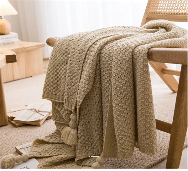 Handwoven Throw Blanket with Tassels - Soft Couch & Bed Runner for Office & Home