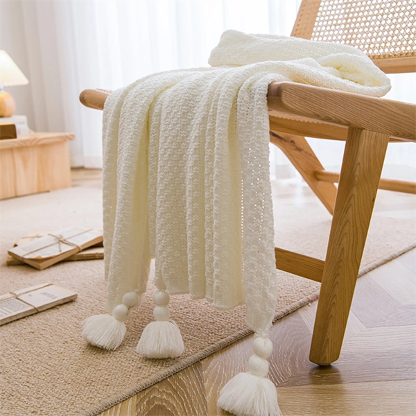 Handwoven Throw Blanket with Tassels - Soft Couch & Bed Runner for Office & Home