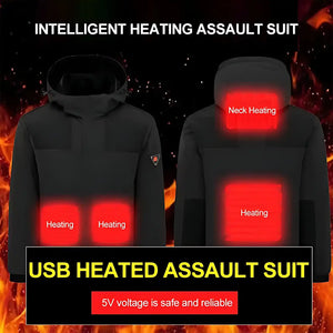 Heated Jacket Waterproof USB Hooded Men Women Outdoor