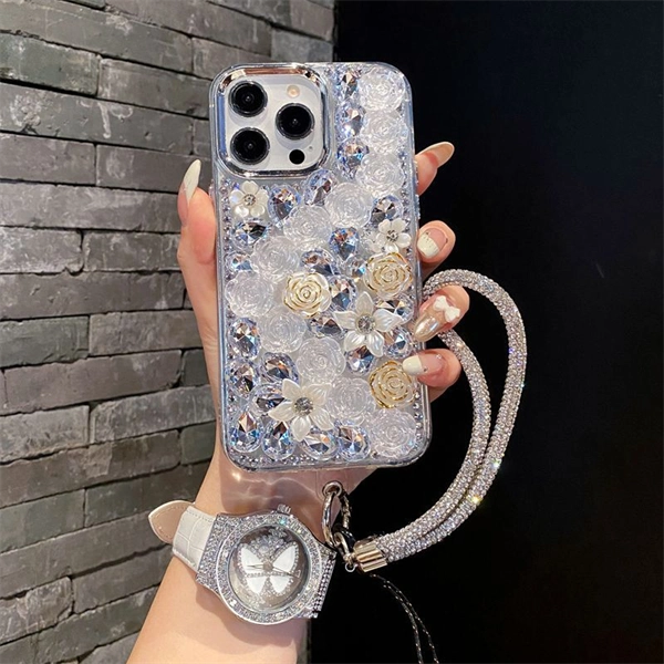Luxury Crystal Rose Flower Case for iPhone 17 – Sparkling, Elegant, and Chic Design for Women