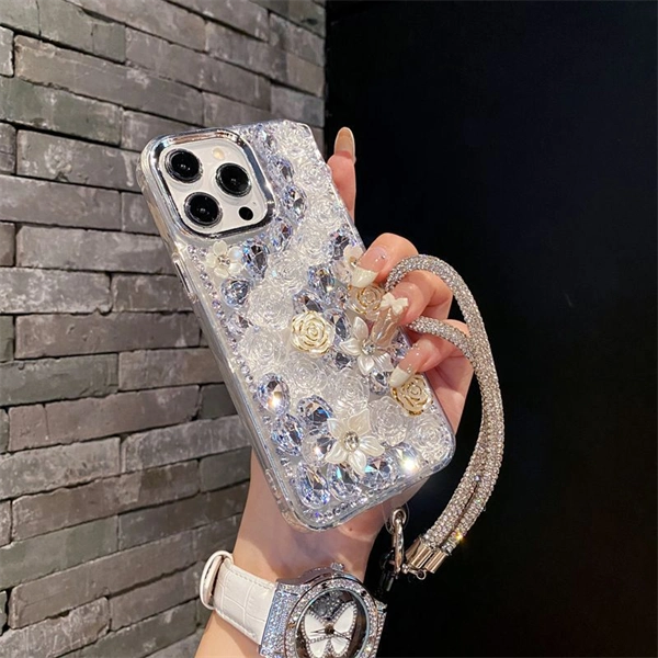 Luxury Crystal Rose Flower Case for iPhone 17 – Sparkling, Elegant, and Chic Design for Women