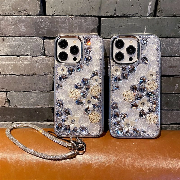 Luxury Crystal Rose Flower Case for iPhone 17 – Sparkling, Elegant, and Chic Design for Women