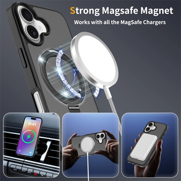 MagSafe-Compatible 2-in-1 Magnetic Stand Phone Case for iPhone 17 – Shockproof Matte Finish