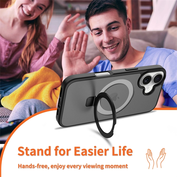 MagSafe-Compatible 2-in-1 Magnetic Stand Phone Case for iPhone 17 – Shockproof Matte Finish