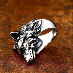 Men's 3D Wolf Head Ring | Titanium-Finish Alloy