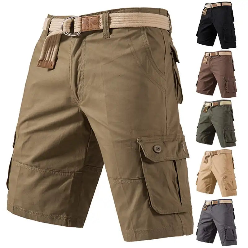 Men's Cotton Cargo Shorts - Multi-Pocket Summer Casual Shorts