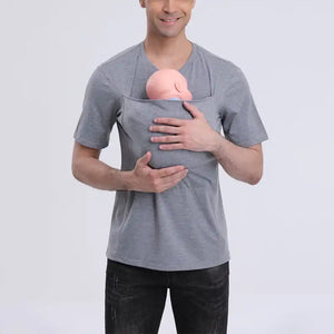 Men's Kangaroo Pocket Baby Carrier Shirt - V-Neck Bonding Tee