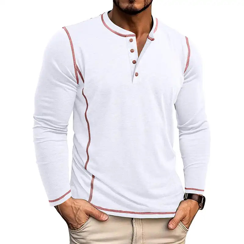 Men's Lightweight Henley Shirt: 4-Button Long Sleeve