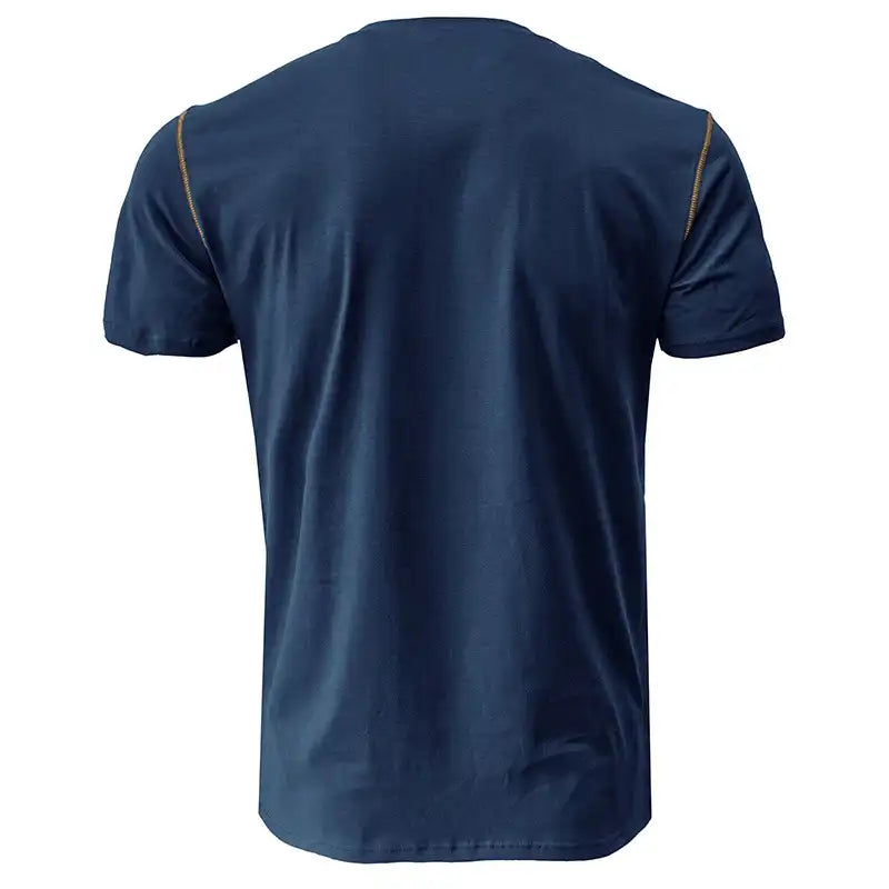 Men's Pocket Henley Shirt - Short Sleeve Cotton Tee