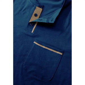 Men's Pocket Henley Shirt - Short Sleeve Cotton Tee