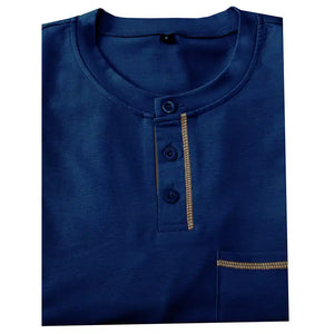 Men's Pocket Henley Shirt - Short Sleeve Cotton Tee