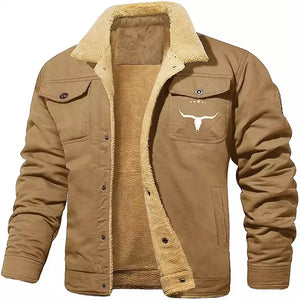 Men's Sherpa-Lined Bomber Jacket - Windproof Fleece Coat | Cargo Pockets