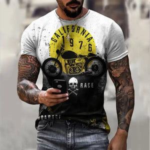Men's Vintage Motorcycle T-Shirt  - 3D Retro Biker Print & Muscle Fit (XS-6XL)