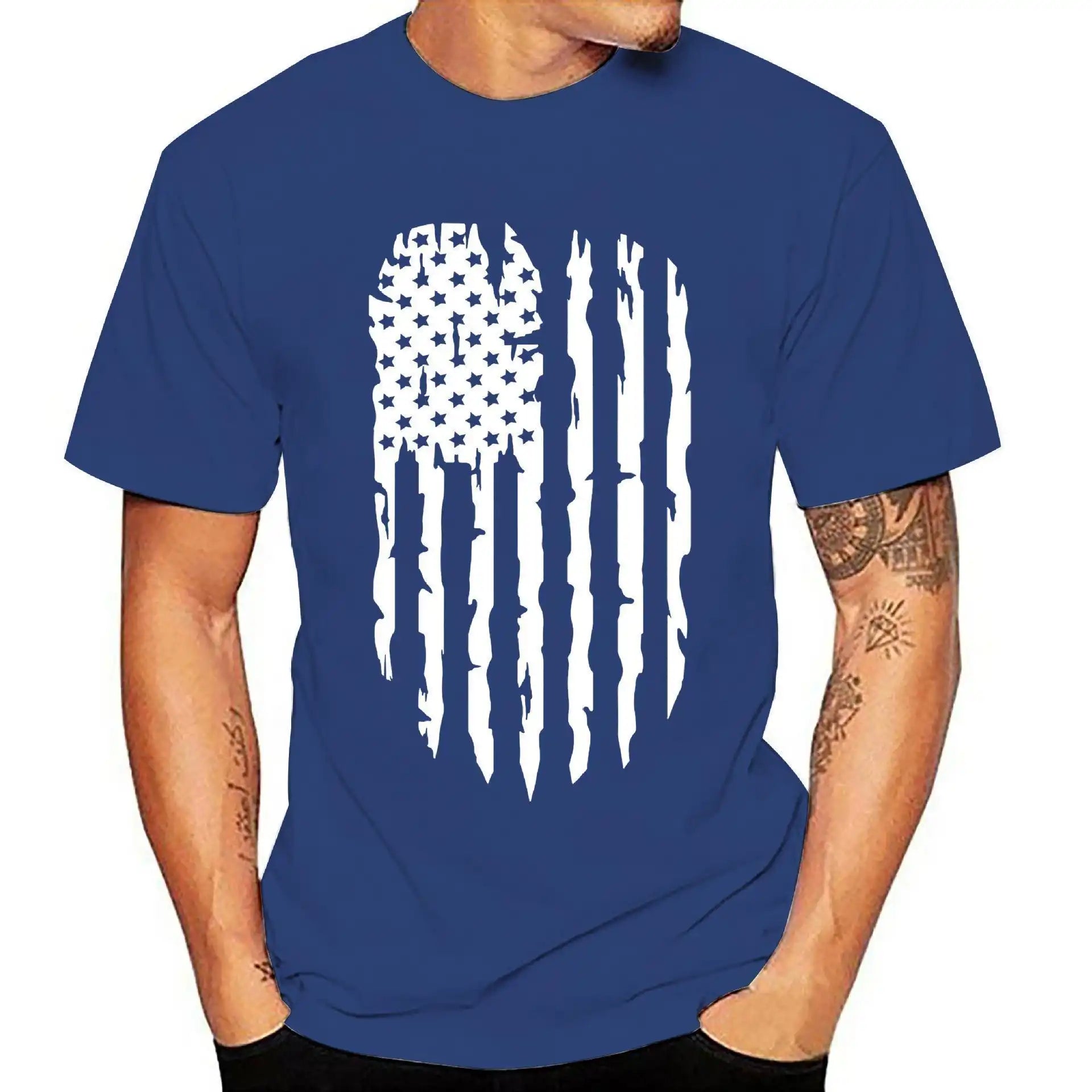 Men's Vintage Patriotic T-Shirt - 4th of July American Flag Design, Muscle Fit