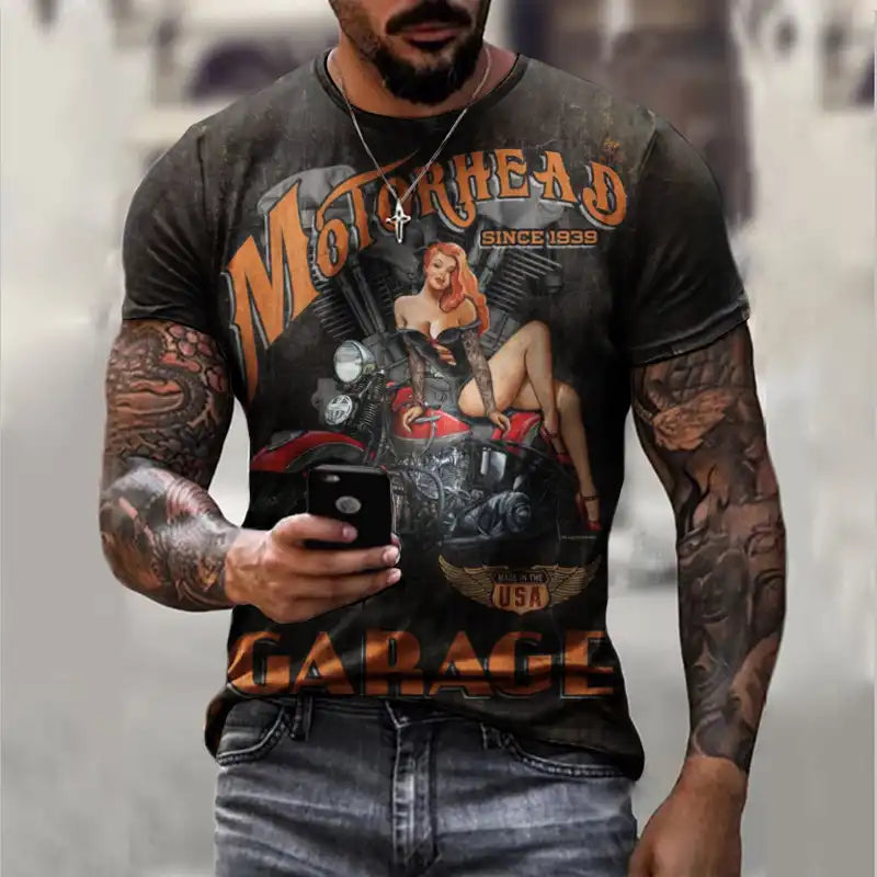 Men's Vintage Print Summer T-Shirt