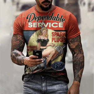 Men's Vintage Print Summer T-Shirt