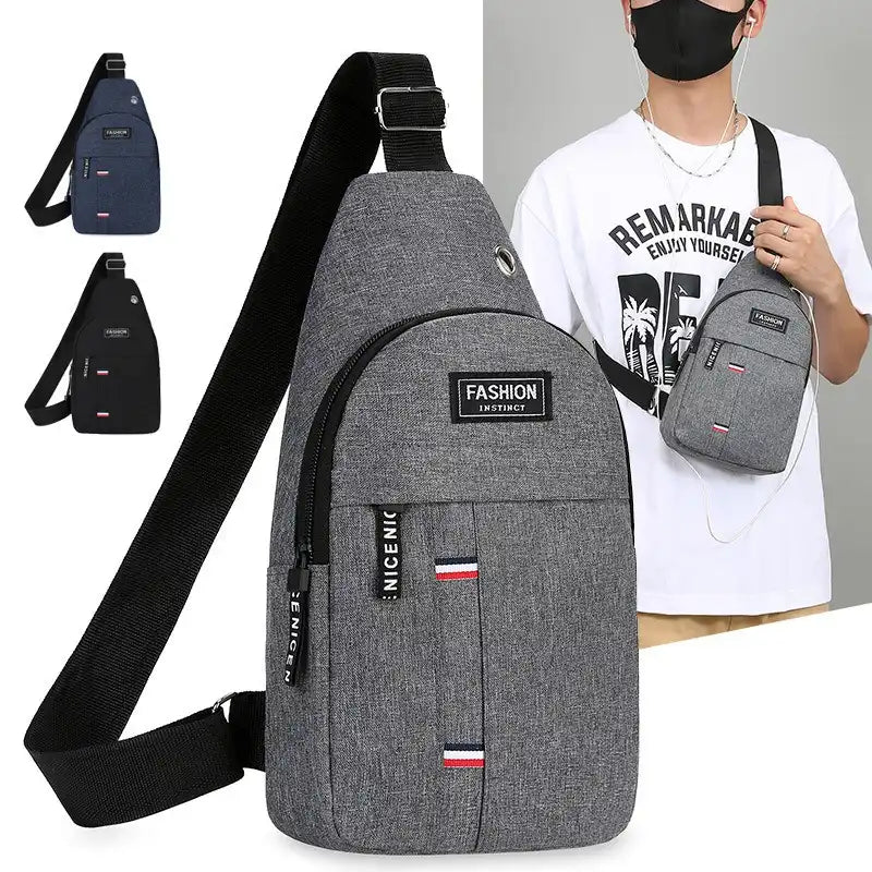 Men's Waterproof Nylon Sling Pack - Travel & Sports Chest Bag