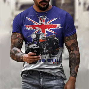 Men's Vintage Motorcycle T-Shirt  - 3D Retro Biker Print & Muscle Fit (XS-6XL)