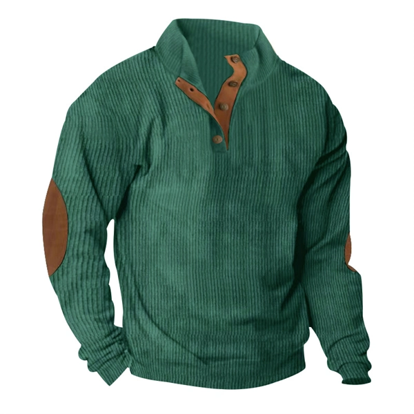 Men’s Corduroy Stand Collar Sweatshirt – Loose Fit Outdoor Pullover