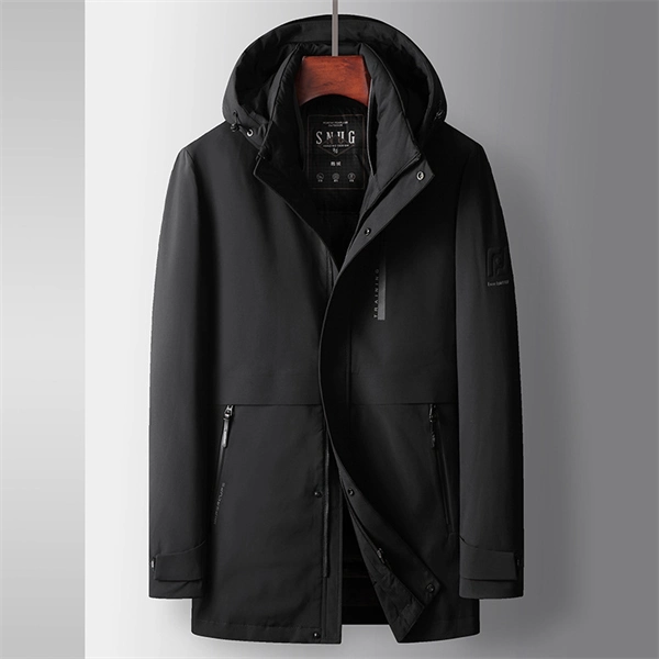 Men's Mid-Length Winter Down Jacket with Detachable Liner, Hooded