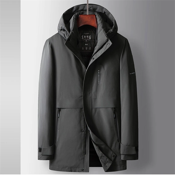 Men's Mid-Length Winter Down Jacket with Detachable Liner, Hooded