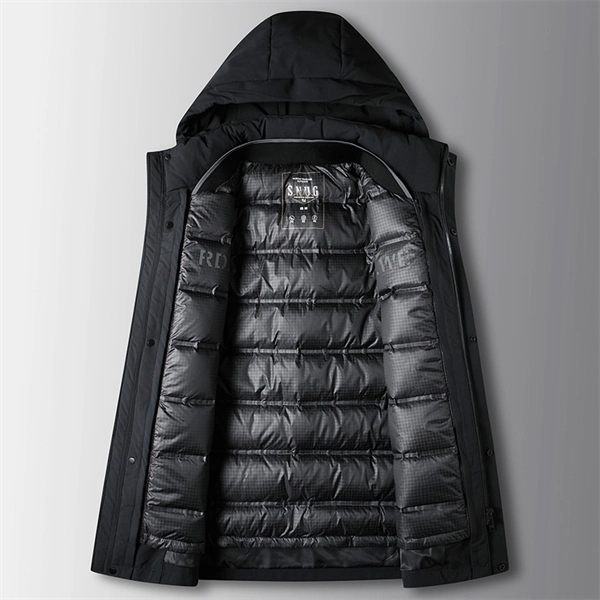 Men's Mid-Length Winter Down Jacket with Detachable Liner, Hooded