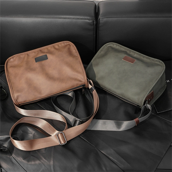 Men’s Retro PU Leather Crossbody Bag – Vintage Shoulder Messenger Bag with Large Capacity