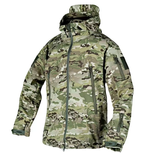 Men’s Tactical Camouflage Softshell Windbreaker – Fleece-Lined Interior Outdoor Jacket for Hiking & Cycling