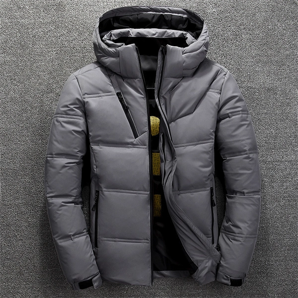 Men's Thick Winter Down Jacket - Lightweight Short Style Outdoor Coat for Cold Weather