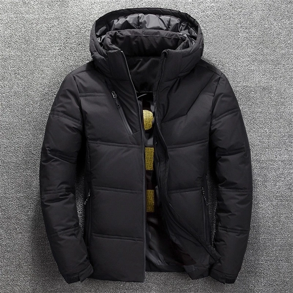 Men's Thick Winter Down Jacket - Lightweight Short Style Outdoor Coat for Cold Weather