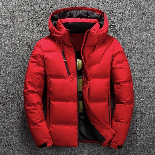 Men's Thick Winter Down Jacket - Lightweight Short Style Outdoor Coat for Cold Weather