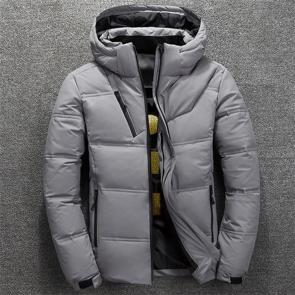 Men's Thick Winter Down Jacket - Lightweight Short Style Outdoor Coat for Cold Weather