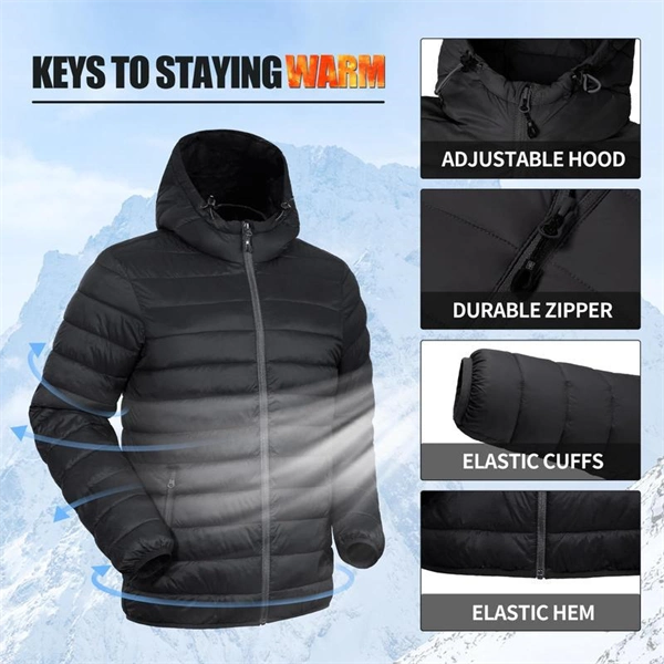 Men’s Ultra-Light Hooded Down Jacket – Warm & Packable Artificial Down Coat