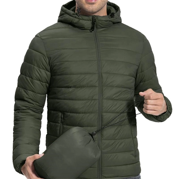 Men’s Ultra-Light Hooded Down Jacket – Warm & Packable Artificial Down Coat
