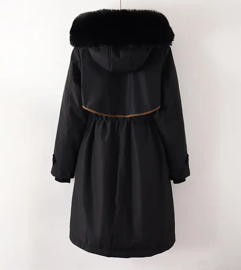 Modern Women's Mid-Length Puffer Parka with Detachable Lining