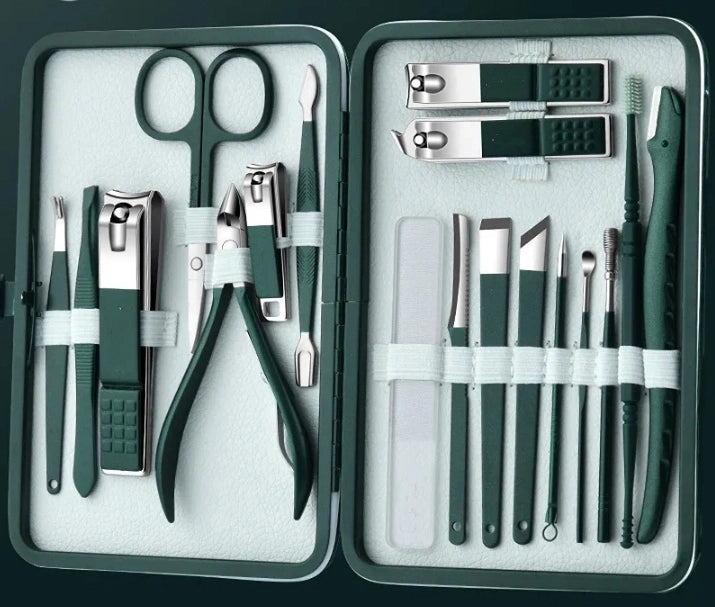 18-Piece Nail Clippers Set Stainless Steel Manicure Kit Travel Scissors Makeup Beauty Tools