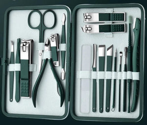 18-Piece Nail Clippers Set Stainless Steel Manicure Kit Travel Scissors Makeup Beauty Tools