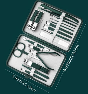 18-Piece Nail Clippers Set Stainless Steel Manicure Kit Travel Scissors Makeup Beauty Tools