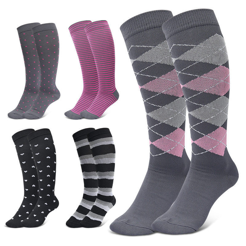 Decorative Pattern Compression Socks Outdoor Sports Fitness Marathon Compression Socks